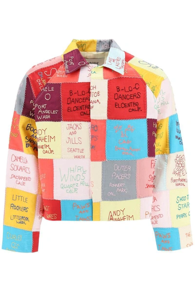 Bode Swing Dance Patchwork Jacket In Light Blue,yellow,red