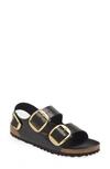 Birkenstock Milano Big Buckle I Lacquered Leather Sandal Color Bla In High Shine Black