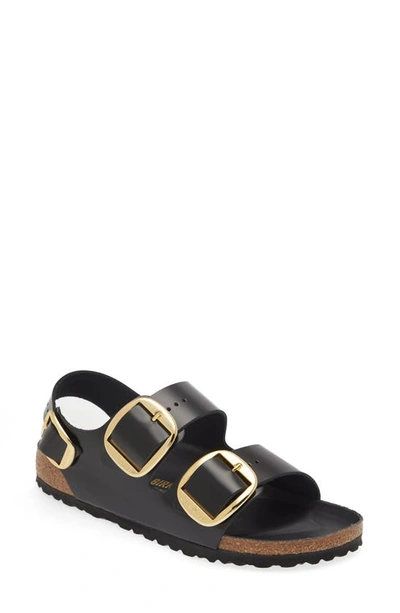 Birkenstock Milano Big Buckle High Shine Sandals In High Shine Black