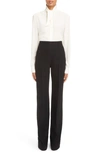 CHLOÉ PINTUCK PULL-ON WOOL & CASHMERE TROUSERS