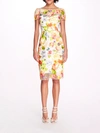 MARCHESA FLORAL EMBROIDERY PENCIL DRESS