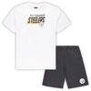 CONCEPTS SPORT CONCEPTS SPORT WHITE/CHARCOAL PITTSBURGH STEELERS BIG & TALL T-SHIRT AND SHORTS SET