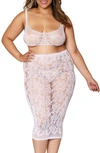 DREAMGIRL LACE BRALETTE & SLIP SKIRT SET