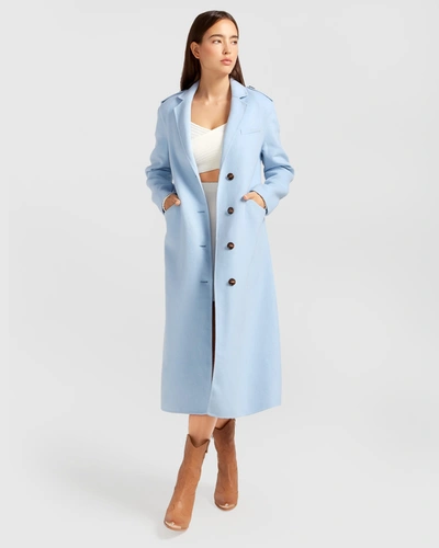 Belle & Bloom Tainted Love Longline Coat In Sky Blue