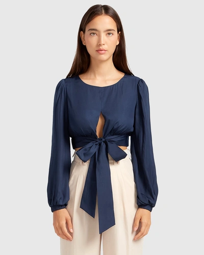 Belle & Bloom No Way Home Cropped Top In Blue