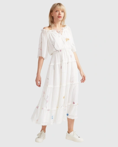 Belle & Bloom La Femme Tiered Maxi Dress In White