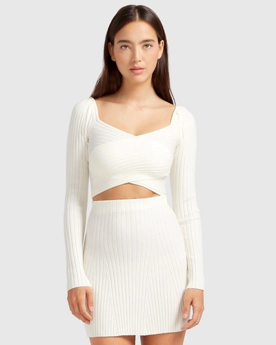 Belle & Bloom Forget Me Not Knit Crop In White