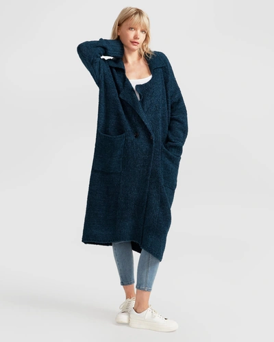 Belle & Bloom Born To Run Sustainable Sweater Coat In Dark Teal