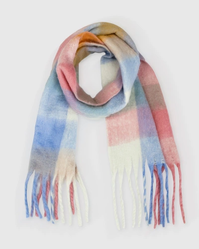 Belle & Bloom Vail Checkered  Scarf In Blue