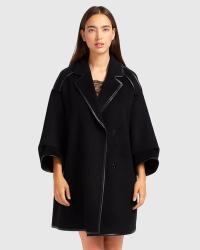 Belle & Bloom Incomplete Kiss Trimmed Coat In Black