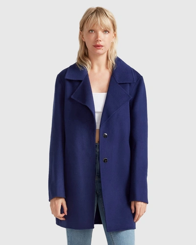 Belle & Bloom New Fit Exboyfriend Wool Blend Oversized Jacket In Blue