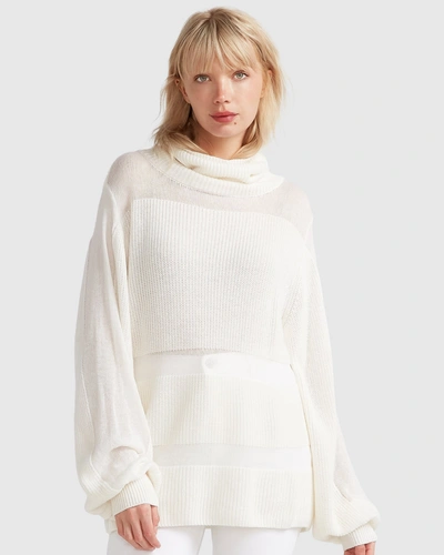 Belle & Bloom Nevermind Sheer Panelled Knit In White