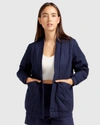 Belle & Bloom Over It Quilted Bomber In Blue
