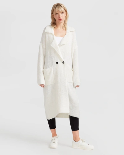 Belle & Bloom Born To Run Sustainable Sweater Coat In White
