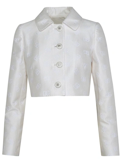 Dolce & Gabbana Cropped Dg Logo Jacket In White
