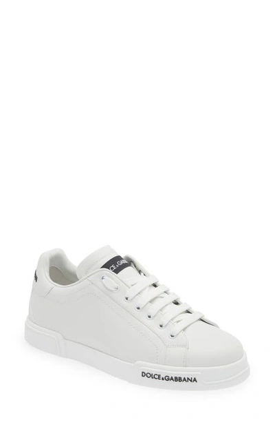 Dolce & Gabbana Portofino Leather Low-top Trainers In White