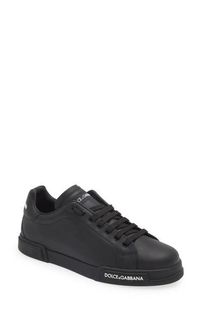 Dolce & Gabbana Portofino Logo Detail Trainer In Black/ Black