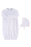 Feltman Brothers Smocked Bullion Gown & Bonnet Set In Blue