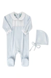 Feltman Brothers Velour Footie & Hat Set In Blue