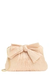 Loeffler Randall Rayne Pleated Frame Clutch With Bow In Almond Organza