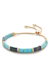 Monica Vinader Gold Delphi Multi Gemstone Friendship Bracelet Turquoise In 18ct Gold Vermeil/ Ss