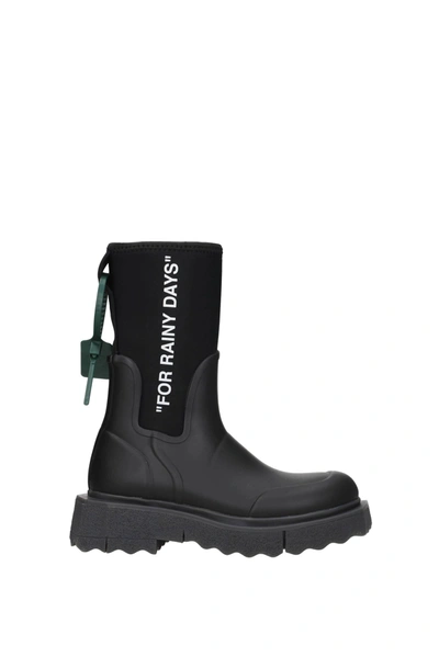 Off-white Rubber And Jersey Ankle Boots In Black
