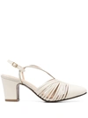 Giuliva Heritage Strappy Slingback Leather Pumps In Cream