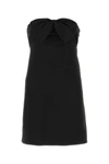 Saint Laurent Black Bowl-detail Strapless Minidress In Viscose Woman In Black