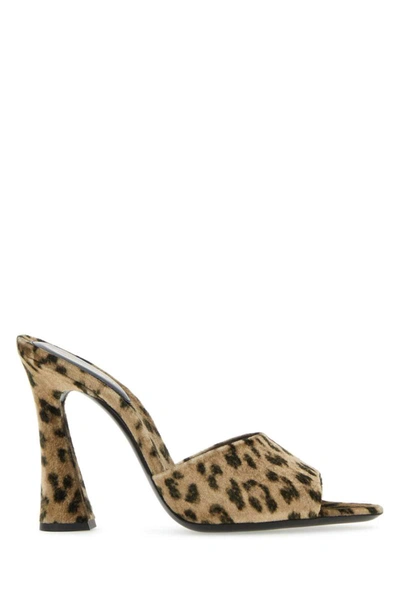 Saint Laurent Gippy Animal Print Slide Sandal In Brown