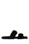 Saint Laurent Bleach Faux Fur Slides In Black