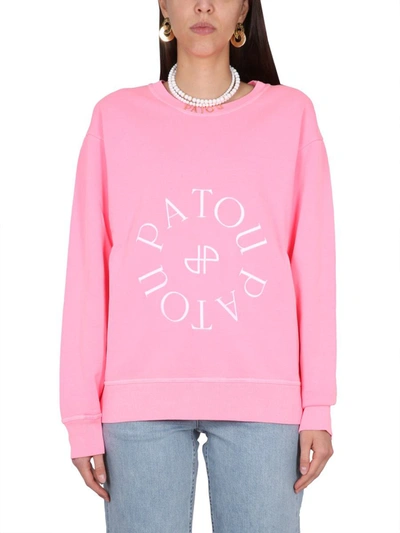 Patou Crew-neck Logo Sweatshirt In Pink