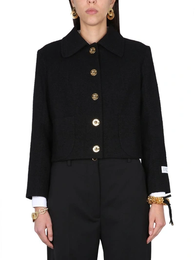 Patou Crepe-trimmed Felt Jacket In Black