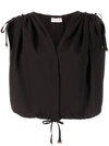 Veronique Leroy Draped-shoulder Cropped Top In Choco