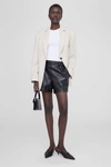 Anine Bing Koa Short In Black Vegan Leather In Black