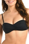 La Blanca Island Goddess Twist Bandeau Bikini Top In Black