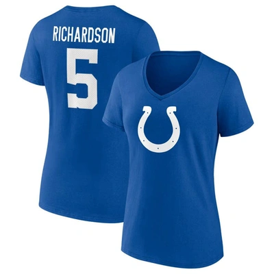 Fanatics Women's  Anthony Richardson Royal Indianapolis Colts Icon Name And Number V-neck T-shirt In Blue
