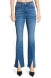 Steve Madden Elia Front Slit High Rise Flare Jeans In Medium Blue In Medium Blue