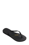 Havaianas Slim Logo Metallic Flip Flop In Black/ Golden