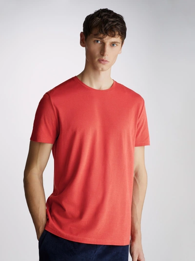 Derek Rose Men's T-shirt Ramsay Pique Cotton Tencel Red