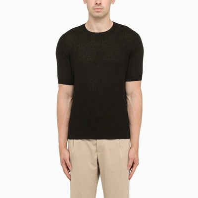 Tagliatore Knitted Silk T-shirt In Black