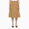 Burberry Baleigh Button-front Belted Midi Skirt In Beige