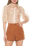 Alexia Admor Billie Floral Button-up Shirt In Ivory Ditzy