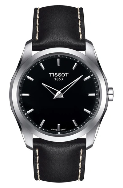 Tissot Couture Grande Swiss Quartz Leather Strap Watch, 39mm In Black