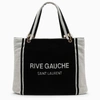 Saint Laurent Rive Gauche Tote In Black And White Terry Cloth In Black