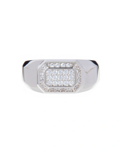 Luv Aj Faceted Diamond Signet Ring- Silver