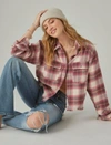 Lucky Brand Raw Edge Plaid Button-up Shirt In Black