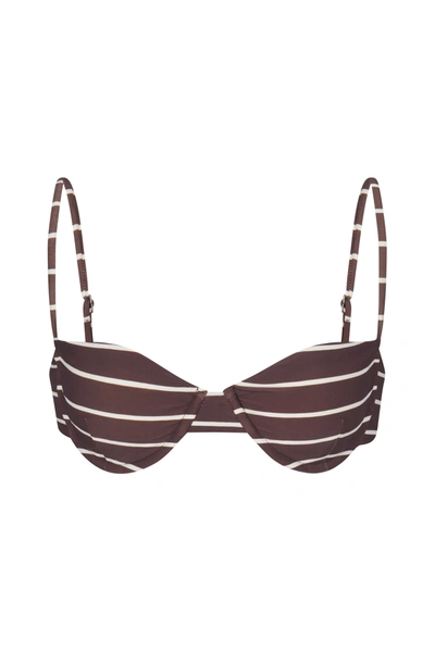 Anemos The Balconette Underwire Bikini Top In Espresso Odd Stripes