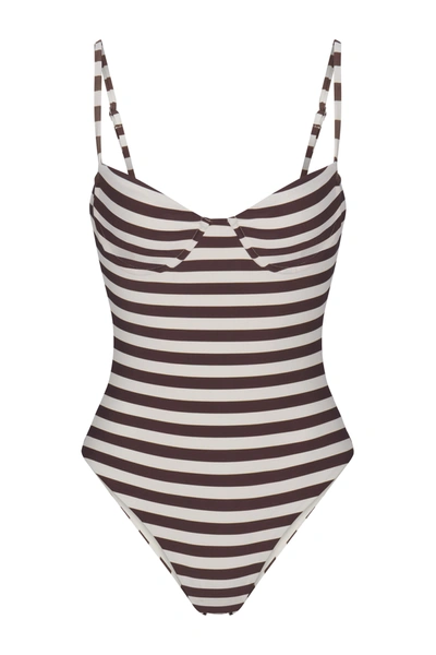 Anemos The Balconette Underwire One-piece In Espresso Even Stripes