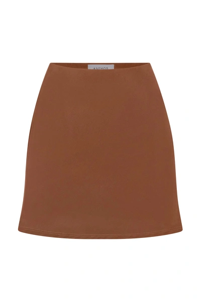 Anemos The Bias-cut Mini Skirt In Stretch Cupro In Tawny