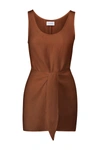 Anemos The D.k. Mini Dress In Linen Cupro In Tawny